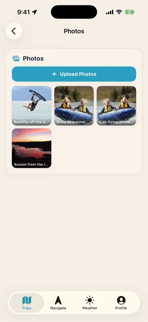 Shared trip photo gallery with all the group photos in one place