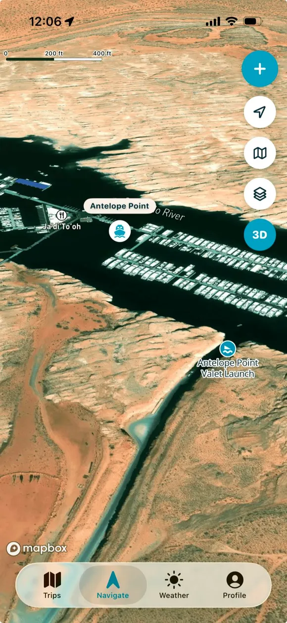 Zoomed canyon map detail with named side canyons and buoy markers